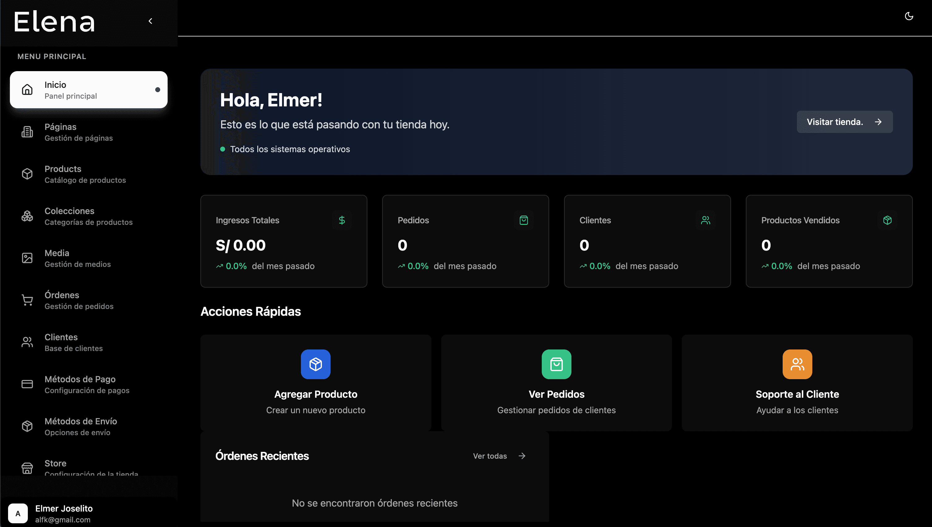 Elena Dashboard - E-commerce Platform