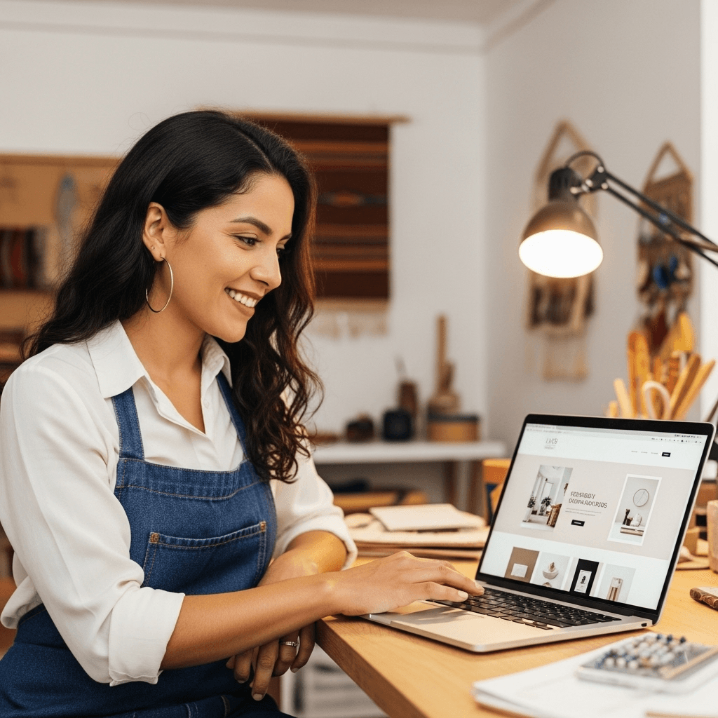 Emprendedora trabajando en su marca con Elena